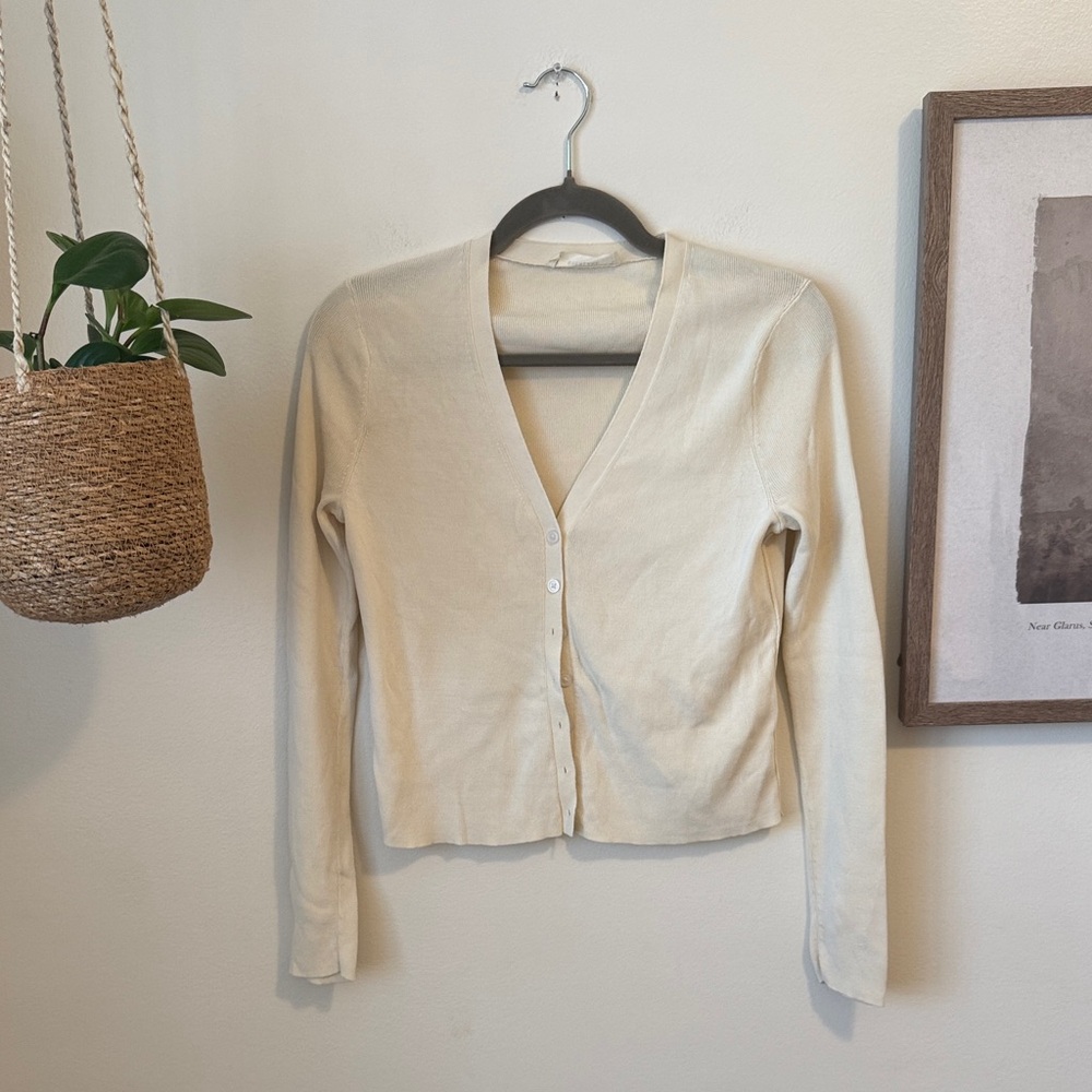Everlane The Viscose Knit Cardigan, Beige, Sz M